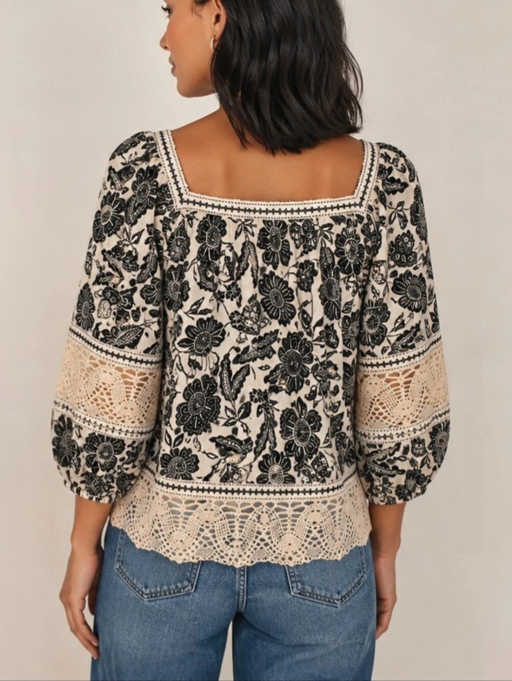 Christian Siriano New York Floral Linen Crochet Blouse – Medium - Picture 2 of 8